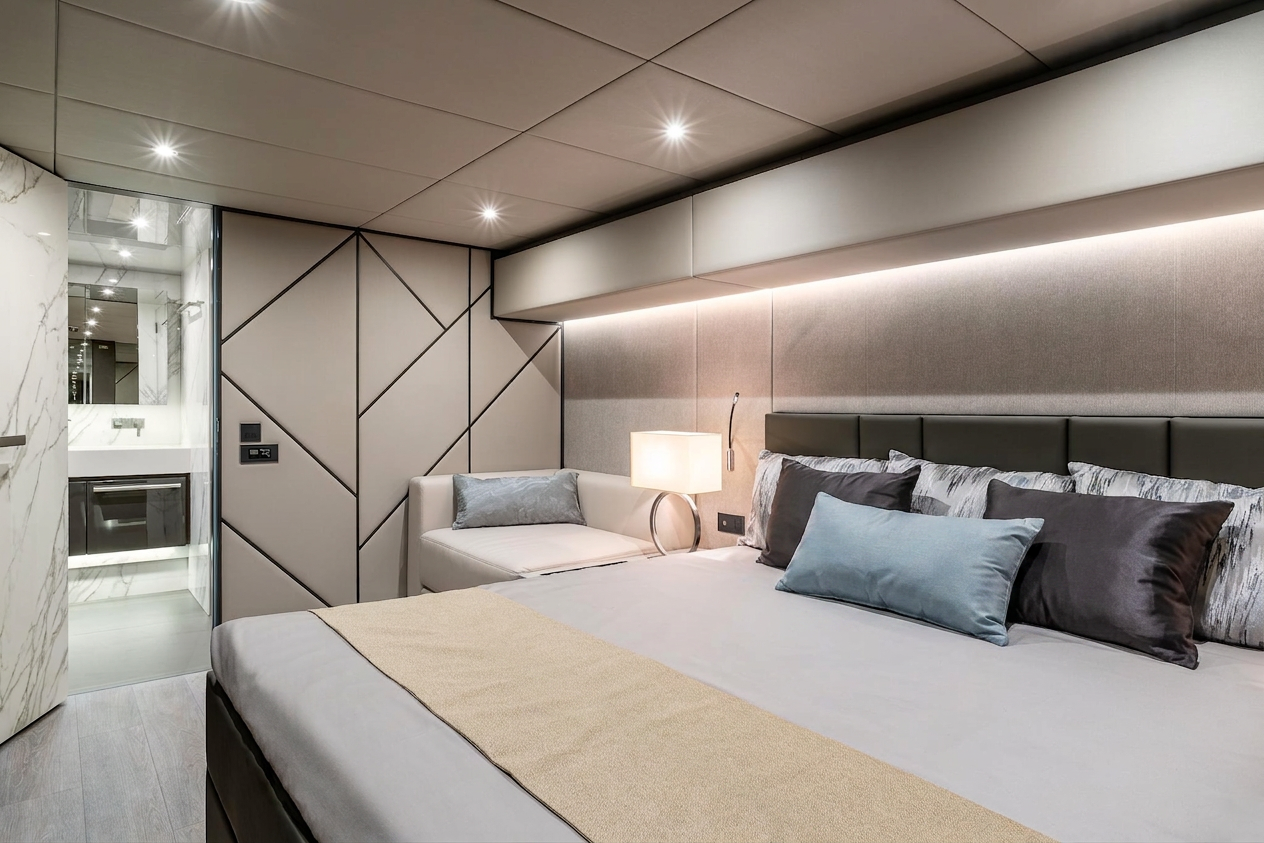 VIP guest cabin with en-suite visible